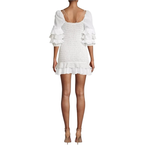 FOR LOVE & LEMONS | NWT Bora Bora Ruffled Mini Dress | White Eyelet Sweetheart S - Picture 6 of 13